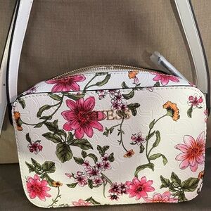 Guess White Floral Crossbody Bag
